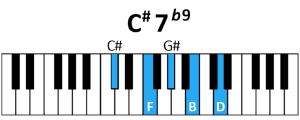 draw 3 - C#7 b9 Chord